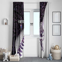 New Zealand Silver Fern Rugby Custom Window Curtain Go All Black Purple Maori Paua Shell - Polynesian Pride