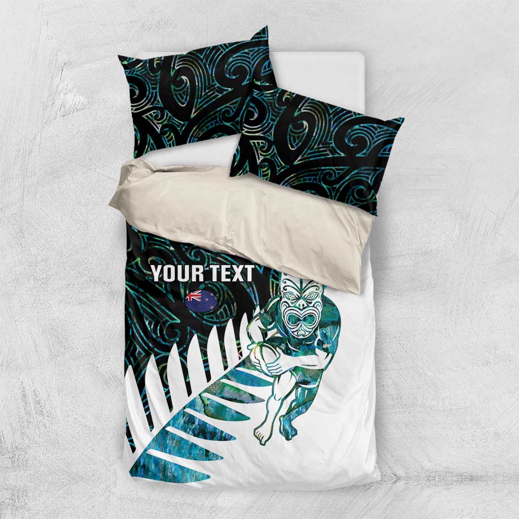 New Zealand Silver Fern Rugby Custom Bedding Set Go All Black Turquoise Maori Paua Shell - Polynesian Pride