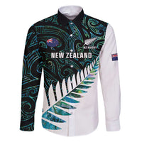 New Zealand Silver Fern Rugby Custom Family Matching Puletasi and Hawaiian Shirt Go All Black Turquoise Maori Paua Shell - Polynesian Pride