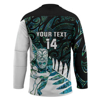 New Zealand Silver Fern Rugby Custom Hockey Jersey Go All Black Turquoise Maori Paua Shell - Polynesian Pride