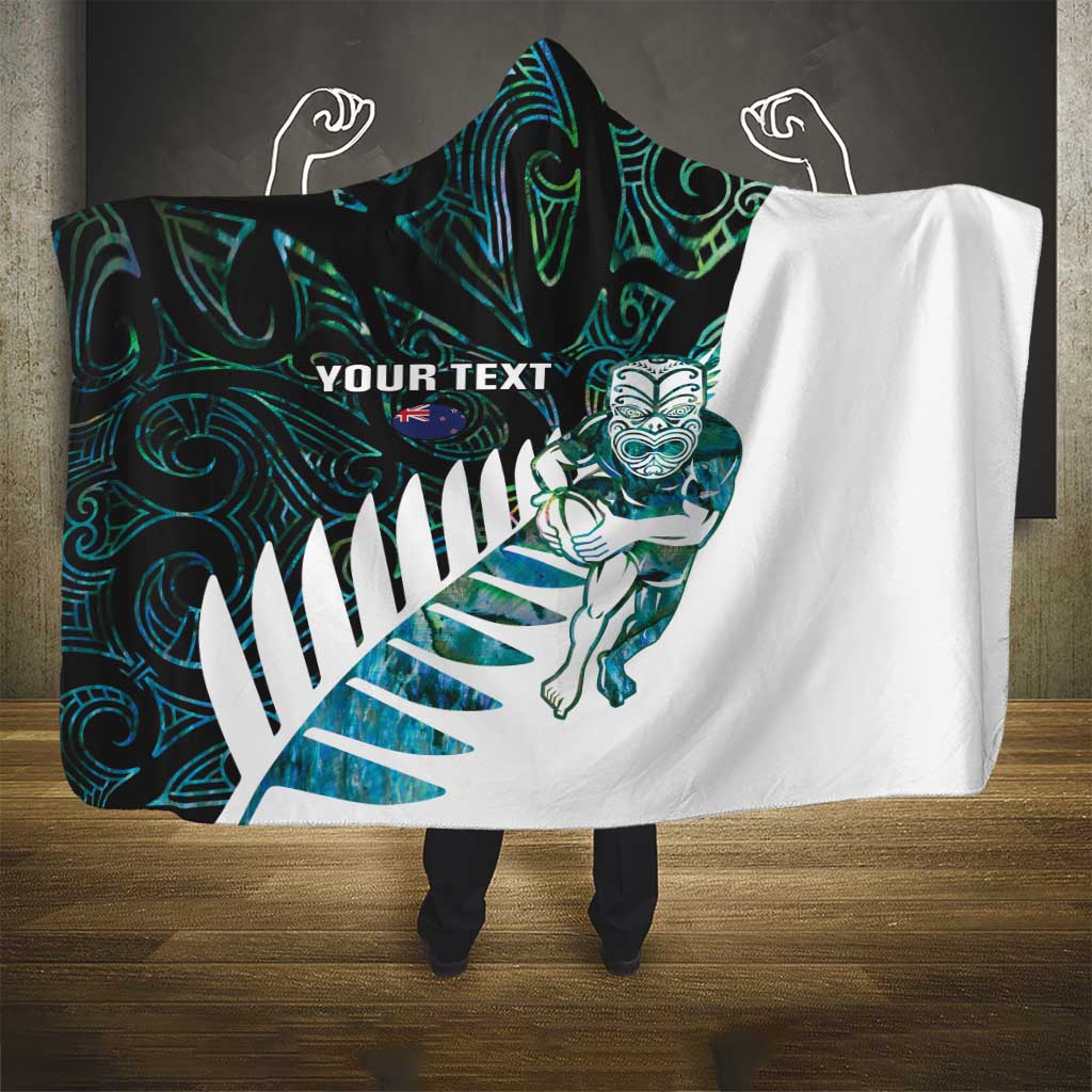 New Zealand Silver Fern Rugby Custom Hooded Blanket Go All Black Turquoise Maori Paua Shell - Polynesian Pride