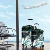 New Zealand Silver Fern Rugby Custom Luggage Cover Go All Black Turquoise Maori Paua Shell - Polynesian Pride