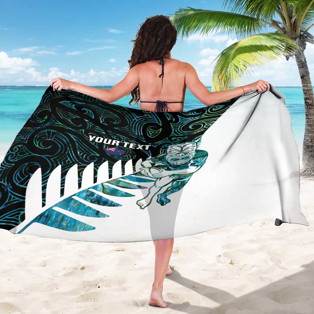 New Zealand Silver Fern Rugby Custom Sarong Go All Black Turquoise Maori Paua Shell - Polynesian Pride