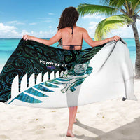 New Zealand Silver Fern Rugby Custom Sarong Go All Black Turquoise Maori Paua Shell - Polynesian Pride
