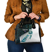New Zealand Silver Fern Rugby Custom Shoulder Handbag Go All Black Turquoise Maori Paua Shell - Polynesian Pride