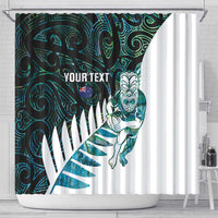 New Zealand Silver Fern Rugby Custom Shower Curtain Go All Black Turquoise Maori Paua Shell - Polynesian Pride