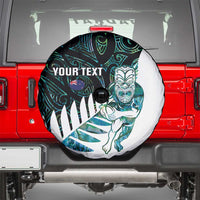 New Zealand Silver Fern Rugby Custom Spare Tire Cover Go All Black Turquoise Maori Paua Shell - Polynesian Pride