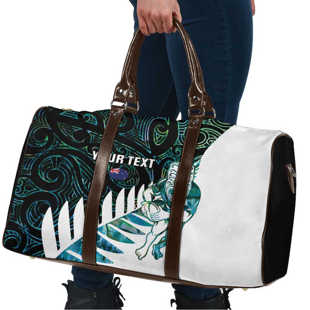 New Zealand Silver Fern Rugby Custom Travel Bag Go All Black Turquoise Maori Paua Shell - Polynesian Pride