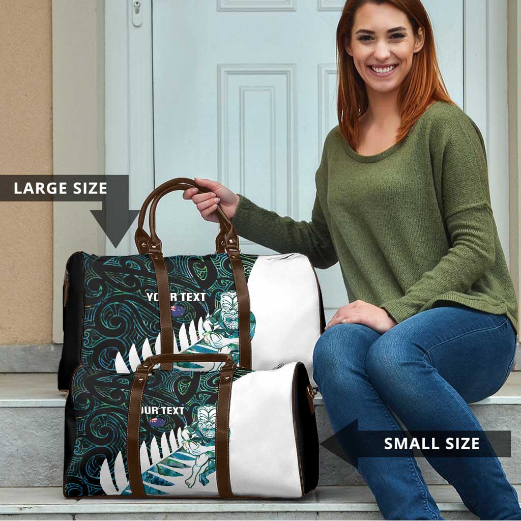 New Zealand Silver Fern Rugby Custom Travel Bag Go All Black Turquoise Maori Paua Shell - Polynesian Pride
