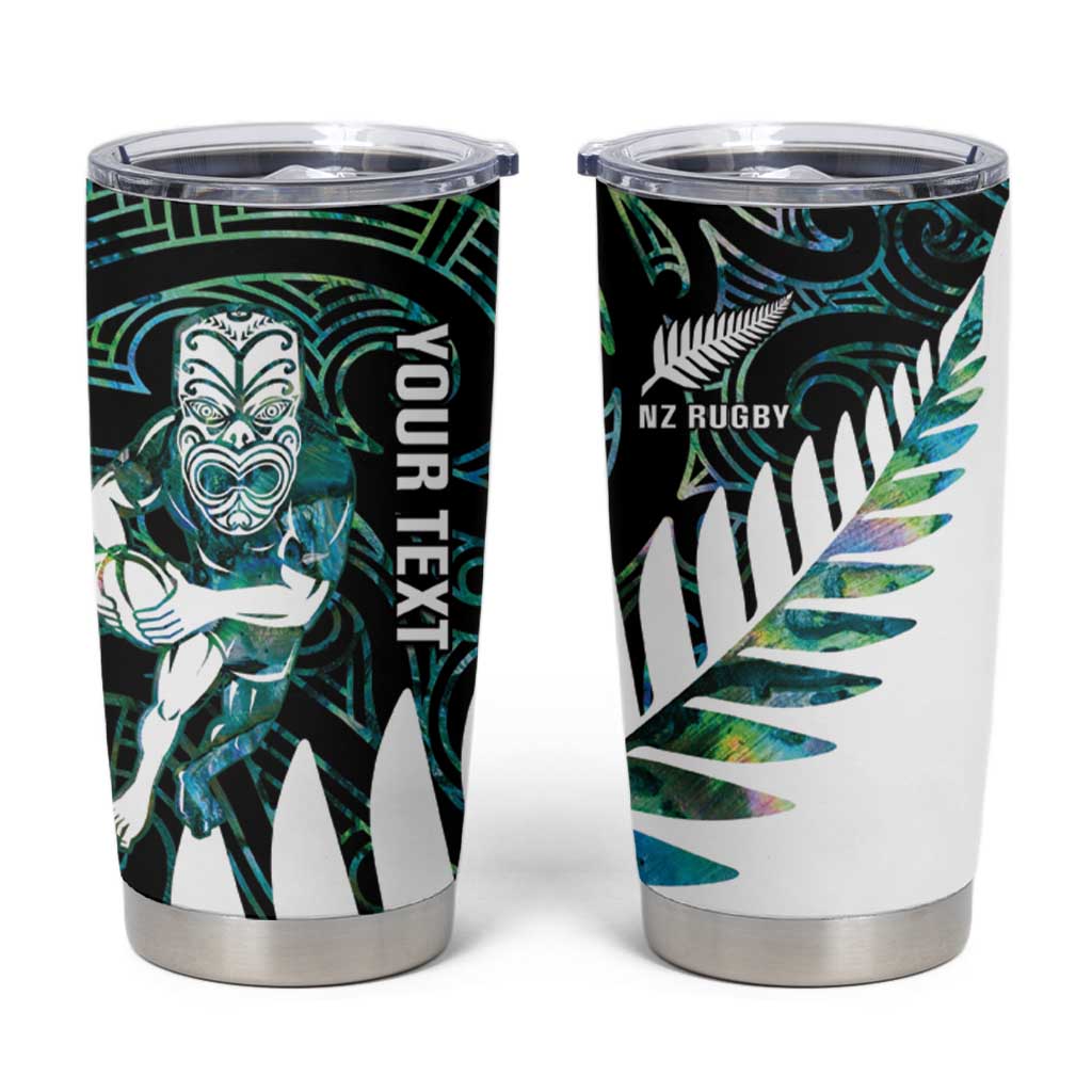 New Zealand Silver Fern Rugby Custom Tumbler Cup Go All Black Turquoise Maori Paua Shell - Polynesian Pride
