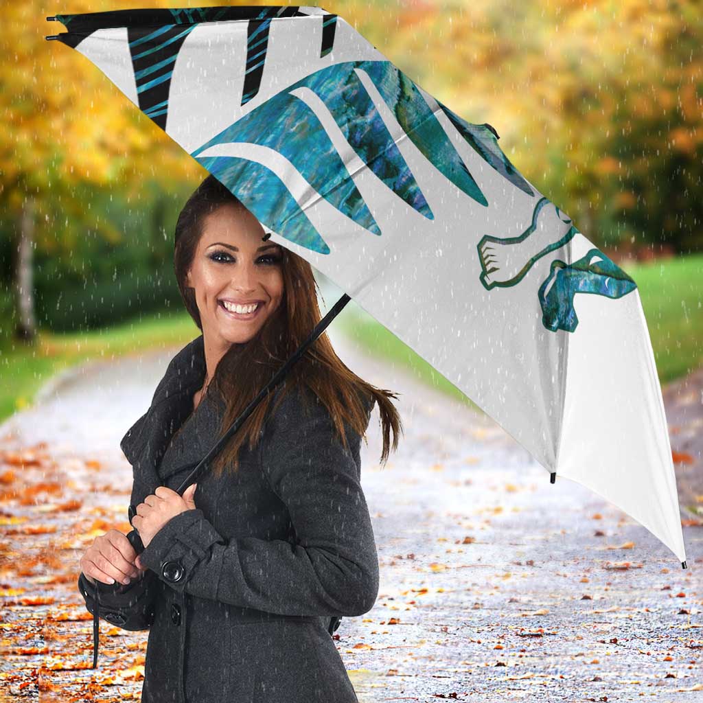 New Zealand Silver Fern Rugby Custom Umbrella Go All Black Turquoise Maori Paua Shell - Polynesian Pride