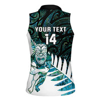 New Zealand Silver Fern Rugby Custom Women Sleeveless Polo Shirt Go All Black Turquoise Maori Paua Shell - Polynesian Pride