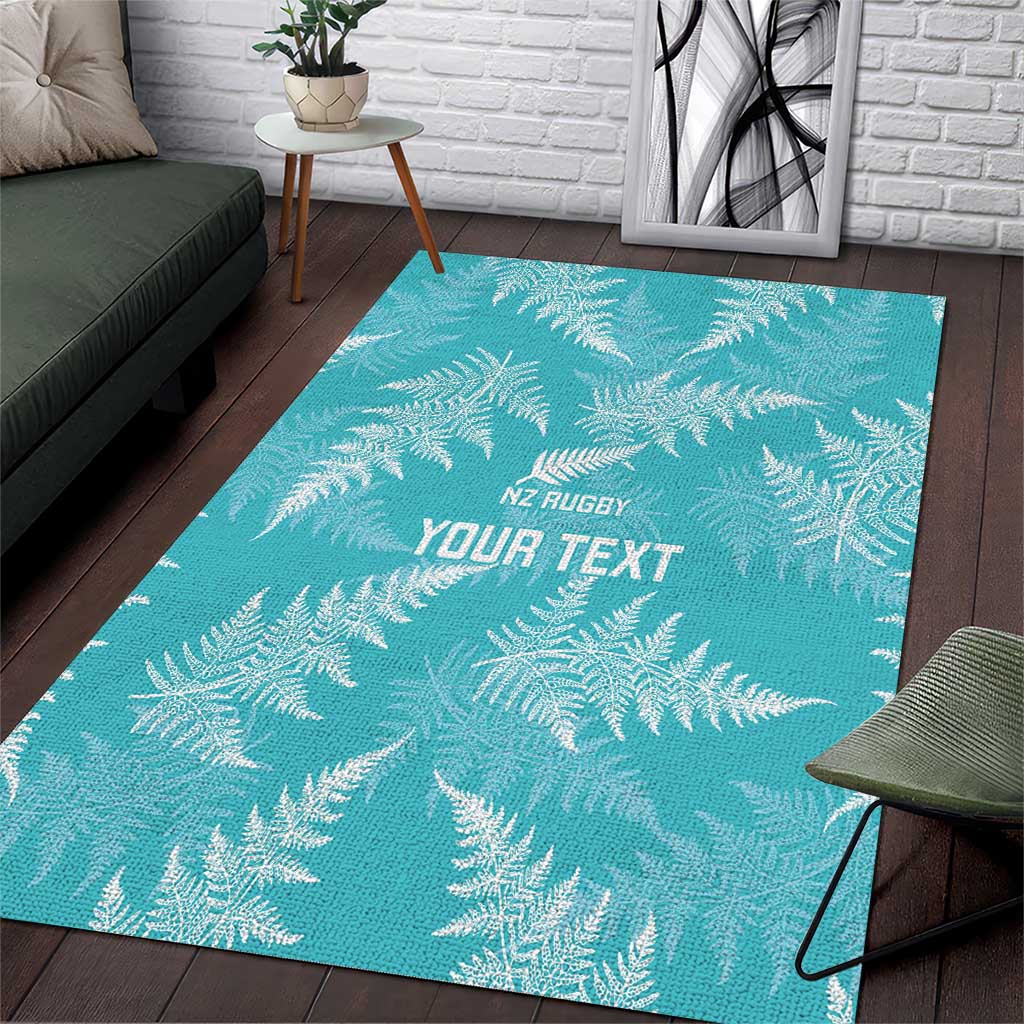 New Zealand Silver Fern Rugby Custom Area Rug Go Aotearoa Champions Turquoise Version - Polynesian Pride