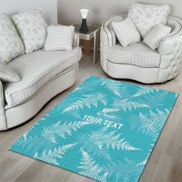 New Zealand Silver Fern Rugby Custom Area Rug Go Aotearoa Champions Turquoise Version - Polynesian Pride