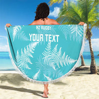 New Zealand Silver Fern Rugby Custom Beach Blanket Go Aotearoa Champions Turquoise Version - Polynesian Pride