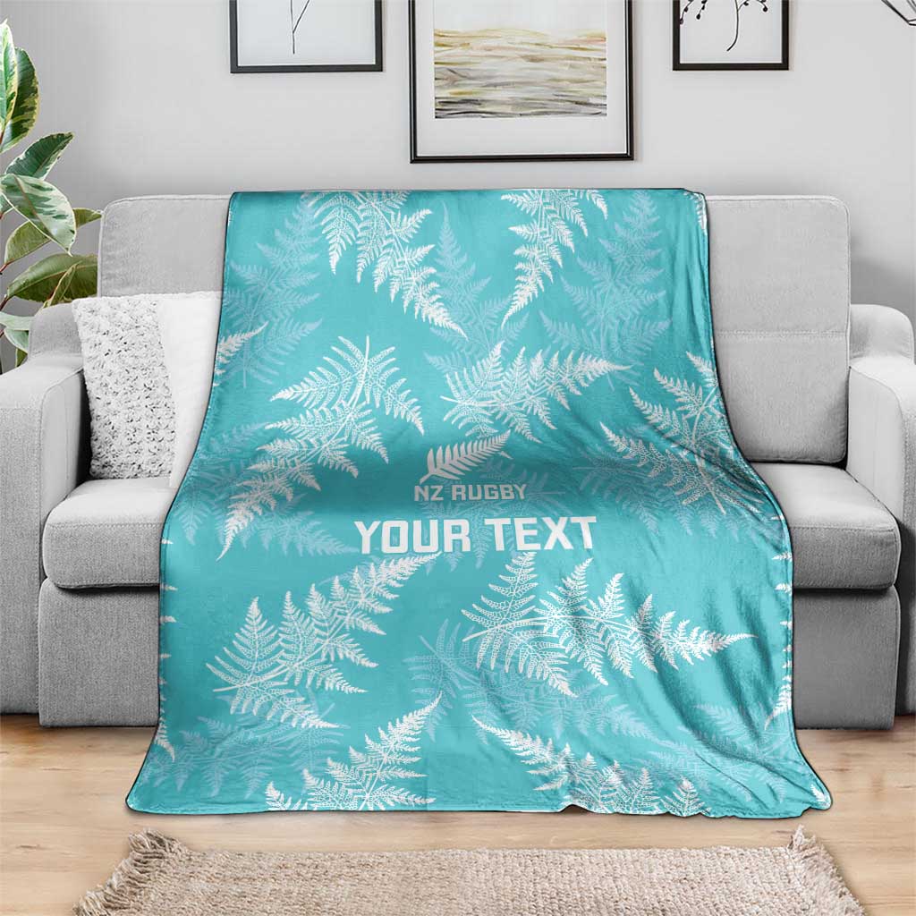 New Zealand Silver Fern Rugby Custom Blanket Go Aotearoa Champions Turquoise Version - Polynesian Pride