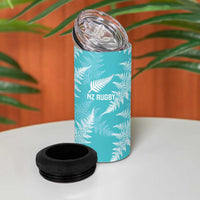 New Zealand Silver Fern Rugby Custom 4 in 1 Can Cooler Tumbler Go Aotearoa Champions Turquoise Version - Polynesian Pride