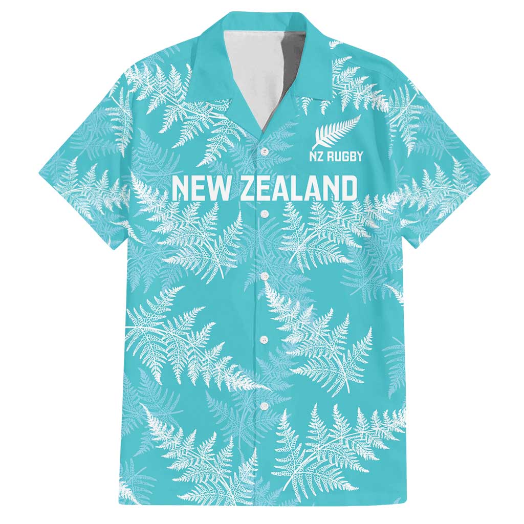 New Zealand Silver Fern Rugby Custom Family Matching Summer Maxi Dress and Hawaiian Shirt Go Aotearoa Champions Turquoise Version - Polynesian Pride