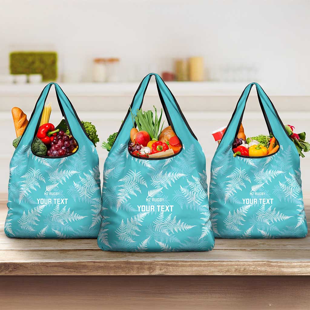 New Zealand Silver Fern Rugby Custom Grocery Bag Go Aotearoa Champions Turquoise Version - Polynesian Pride