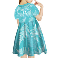 New Zealand Silver Fern Rugby Custom Kid Short Sleeve Dress Go Aotearoa Champions Turquoise Version - Polynesian Pride
