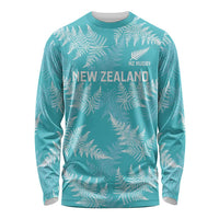 New Zealand Silver Fern Rugby Custom Long Sleeve Shirt Go Aotearoa Champions Turquoise Version - Polynesian Pride