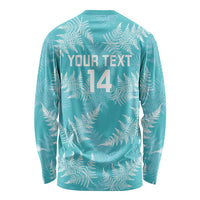 New Zealand Silver Fern Rugby Custom Long Sleeve Shirt Go Aotearoa Champions Turquoise Version - Polynesian Pride