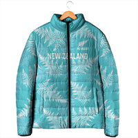 New Zealand Silver Fern Rugby Custom Padded Jacket Go Aotearoa Champions Turquoise Version - Polynesian Pride