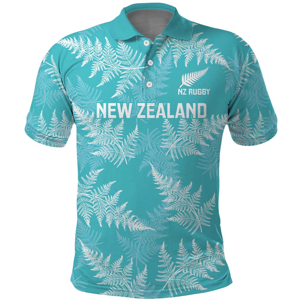 New Zealand Silver Fern Rugby Custom Polo Shirt Go Aotearoa Champions Turquoise Version - Polynesian Pride