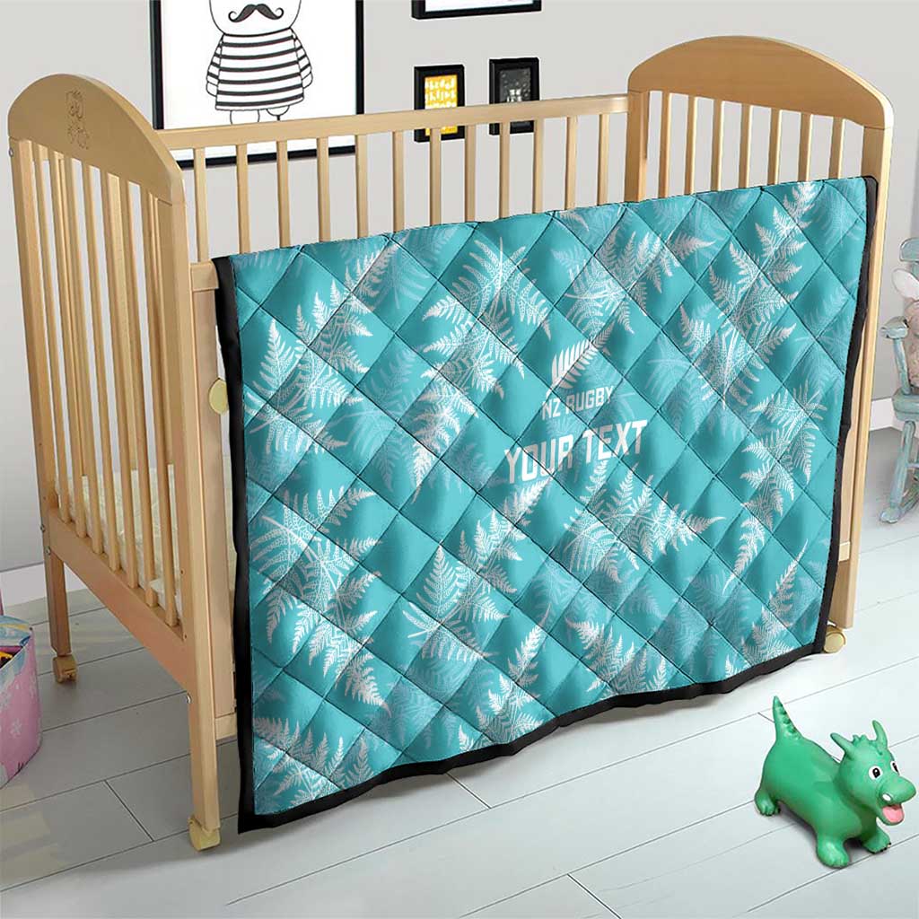 New Zealand Silver Fern Rugby Custom Quilt Go Aotearoa Champions Turquoise Version - Polynesian Pride