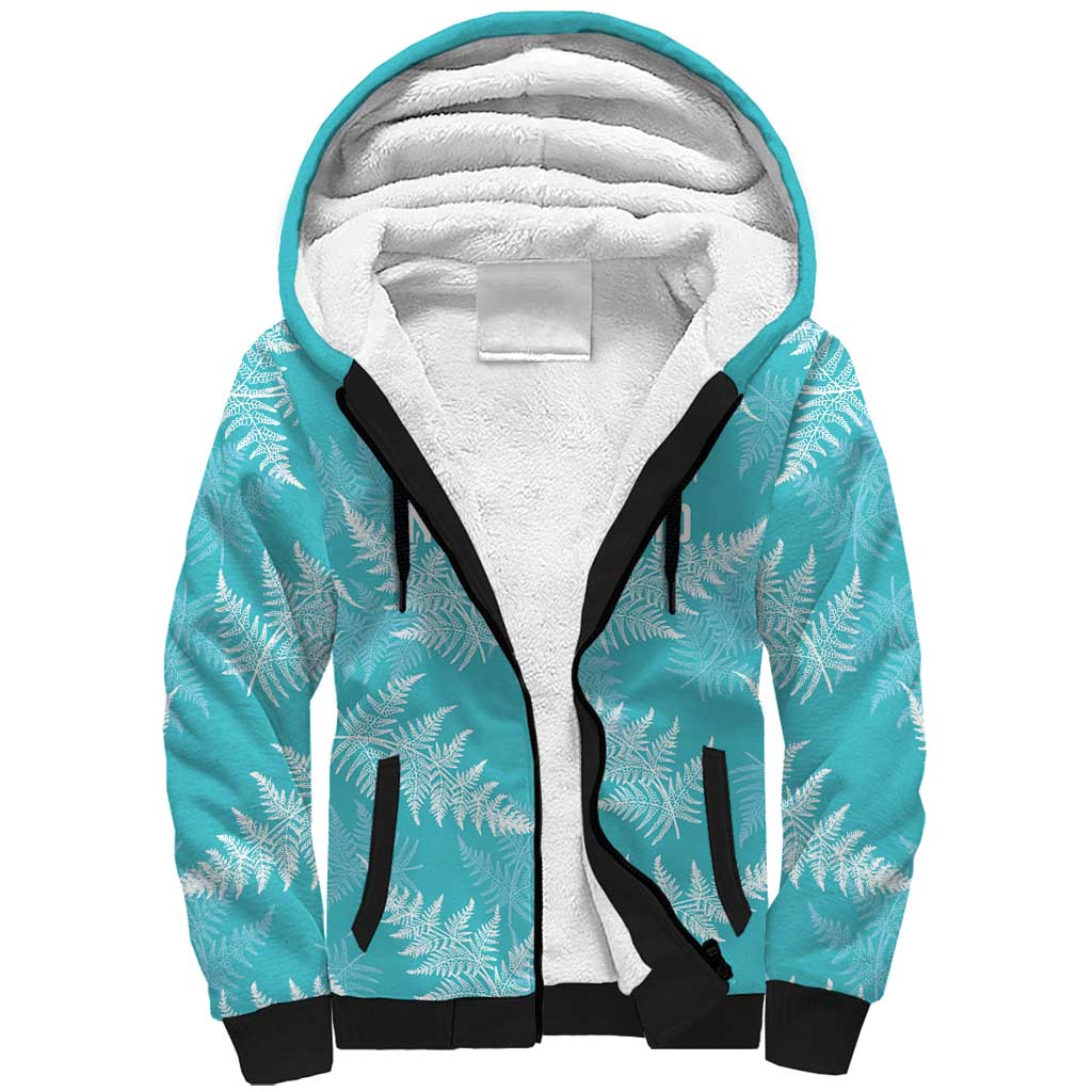 New Zealand Silver Fern Rugby Custom Sherpa Hoodie Go Aotearoa Champions Turquoise Version - Polynesian Pride