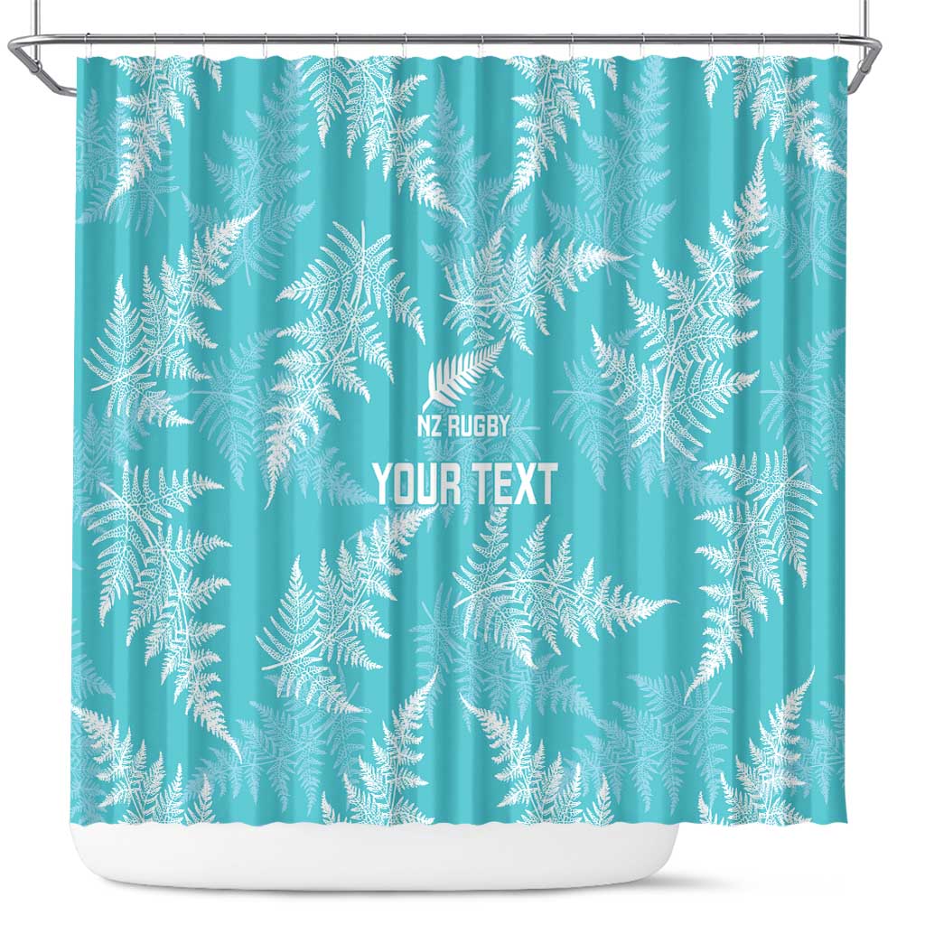 New Zealand Silver Fern Rugby Custom Shower Curtain Go Aotearoa Champions Turquoise Version - Polynesian Pride