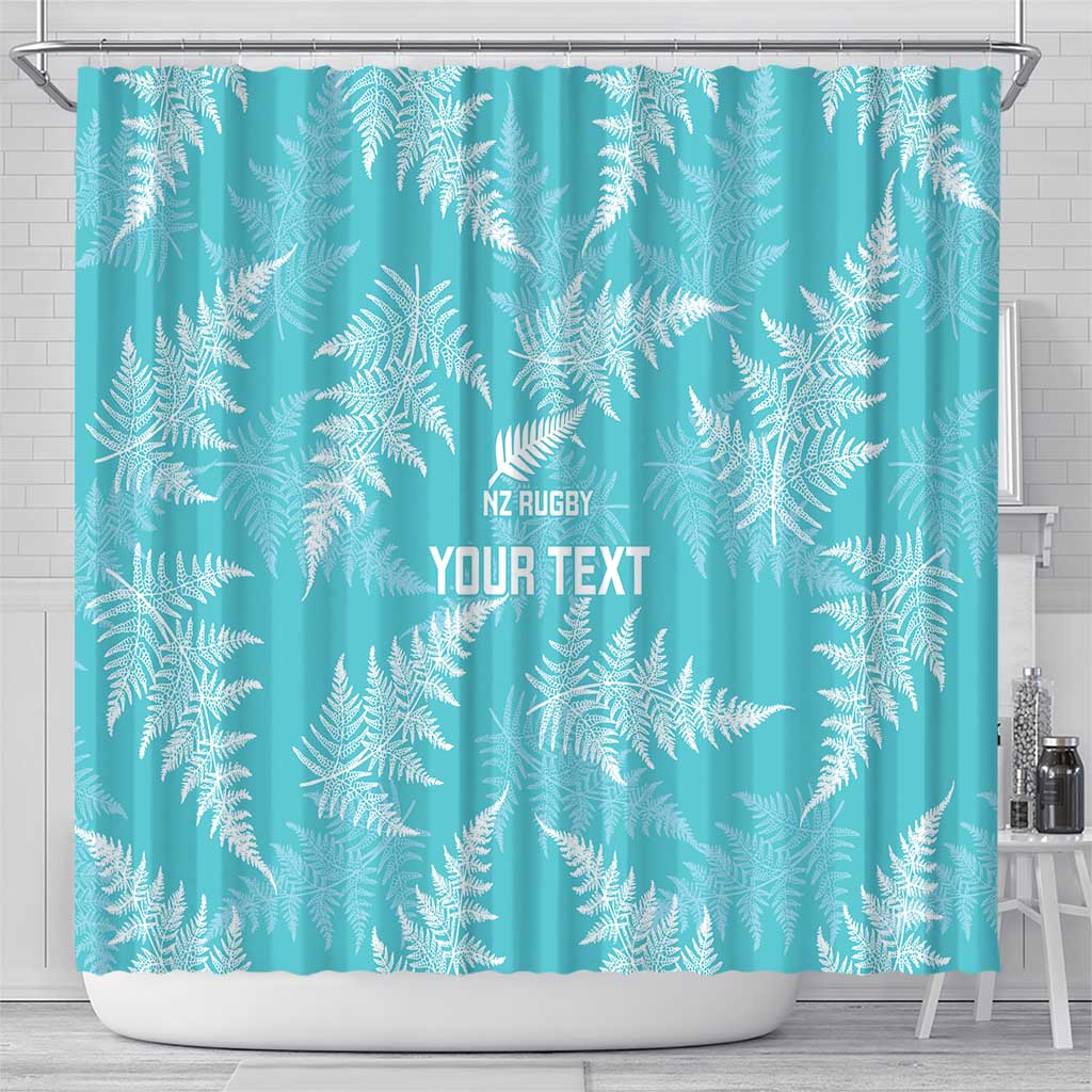 New Zealand Silver Fern Rugby Custom Shower Curtain Go Aotearoa Champions Turquoise Version - Polynesian Pride