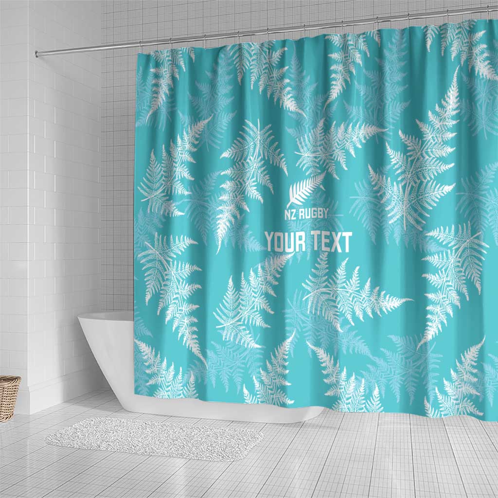 New Zealand Silver Fern Rugby Custom Shower Curtain Go Aotearoa Champions Turquoise Version - Polynesian Pride