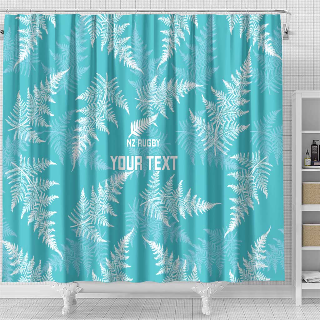 New Zealand Silver Fern Rugby Custom Shower Curtain Go Aotearoa Champions Turquoise Version - Polynesian Pride