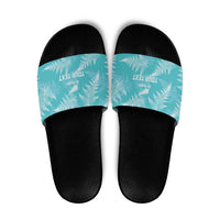 New Zealand Silver Fern Rugby Custom Slide Sandals Go Aotearoa Champions Turquoise Version - Polynesian Pride