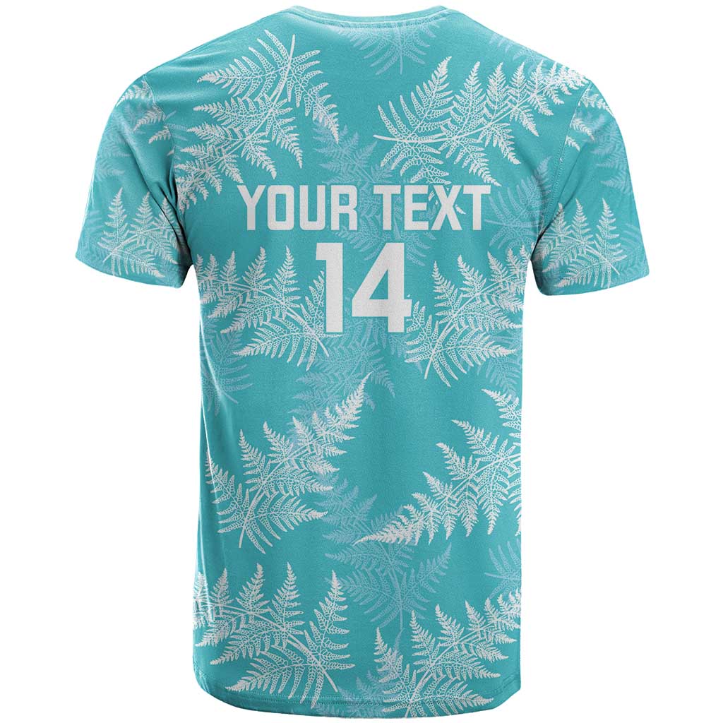 New Zealand Silver Fern Rugby Custom T Shirt Go Aotearoa Champions Turquoise Version - Polynesian Pride