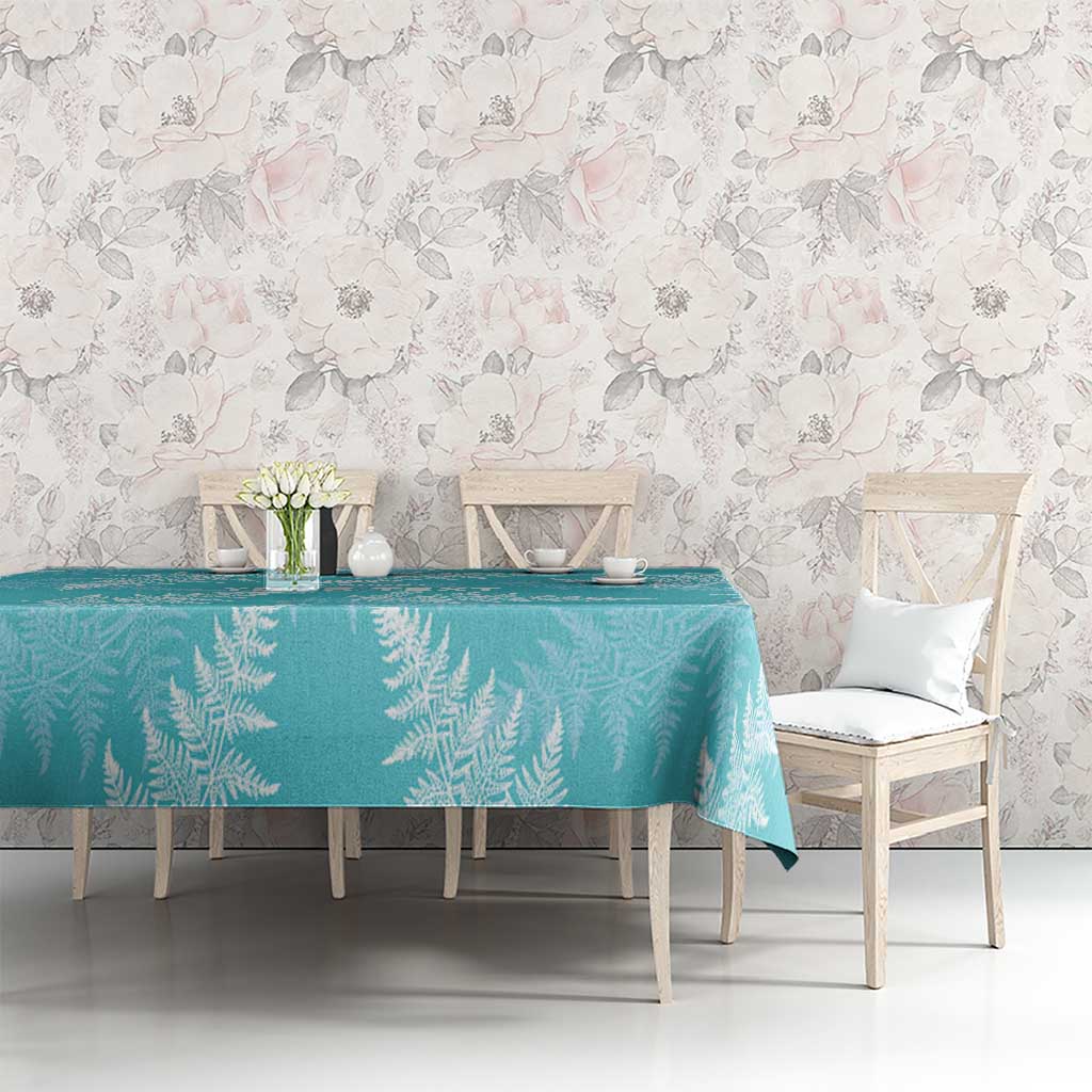 New Zealand Silver Fern Rugby Custom Tablecloth Go Aotearoa Champions Turquoise Version - Polynesian Pride