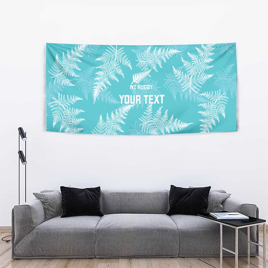 New Zealand Silver Fern Rugby Custom Tapestry Go Aotearoa Champions Turquoise Version - Polynesian Pride