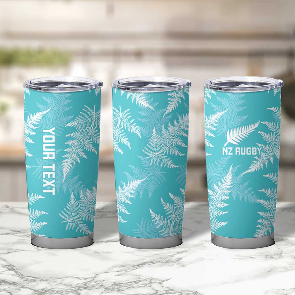 New Zealand Silver Fern Rugby Custom Tumbler Cup Go Aotearoa Champions Turquoise Version - Polynesian Pride