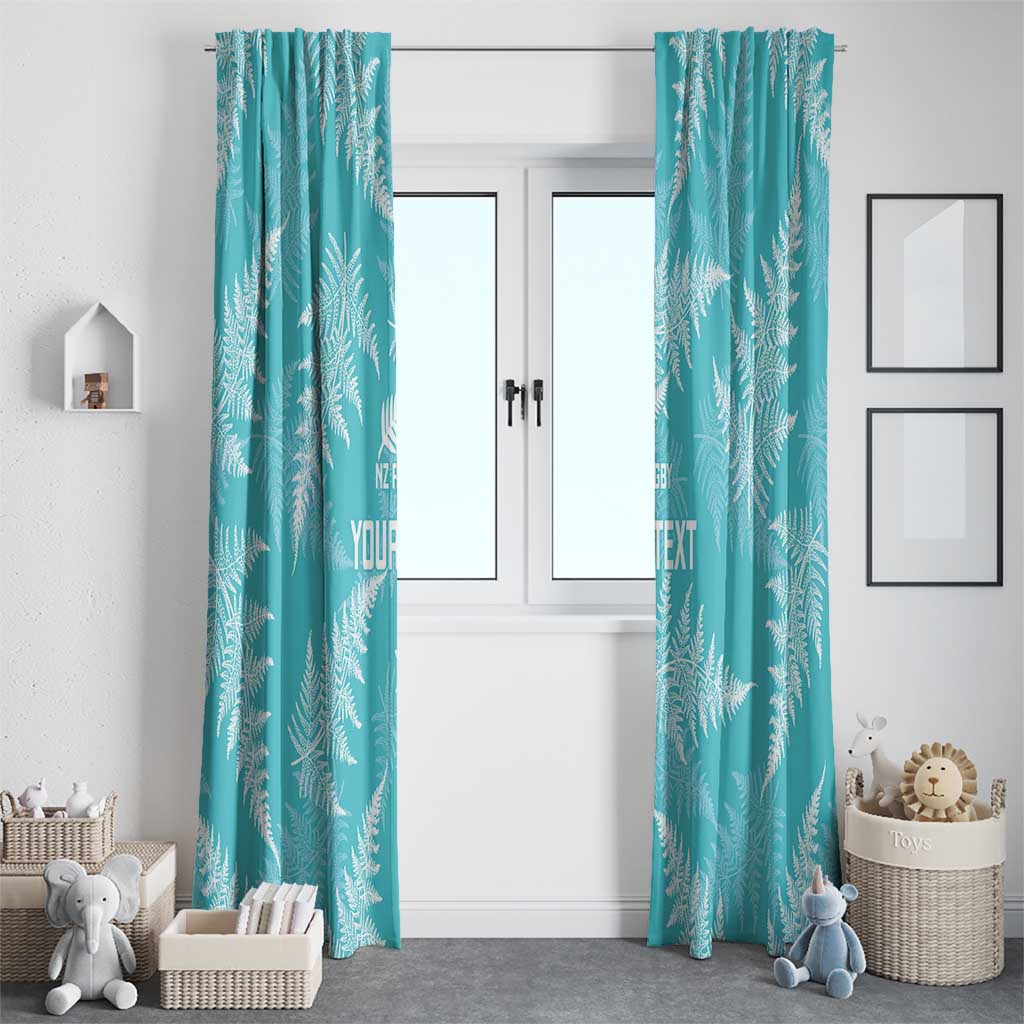 New Zealand Silver Fern Rugby Custom Window Curtain Go Aotearoa Champions Turquoise Version - Polynesian Pride