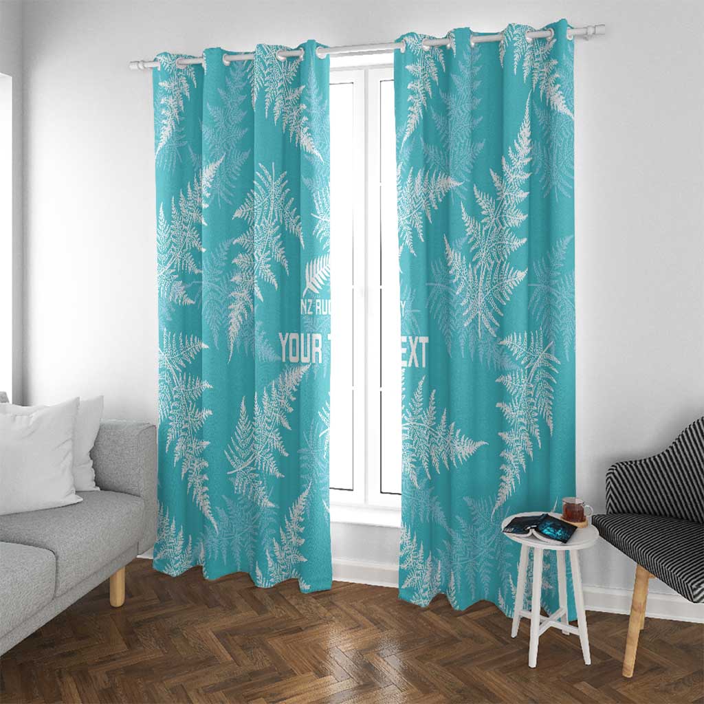 New Zealand Silver Fern Rugby Custom Window Curtain Go Aotearoa Champions Turquoise Version - Polynesian Pride