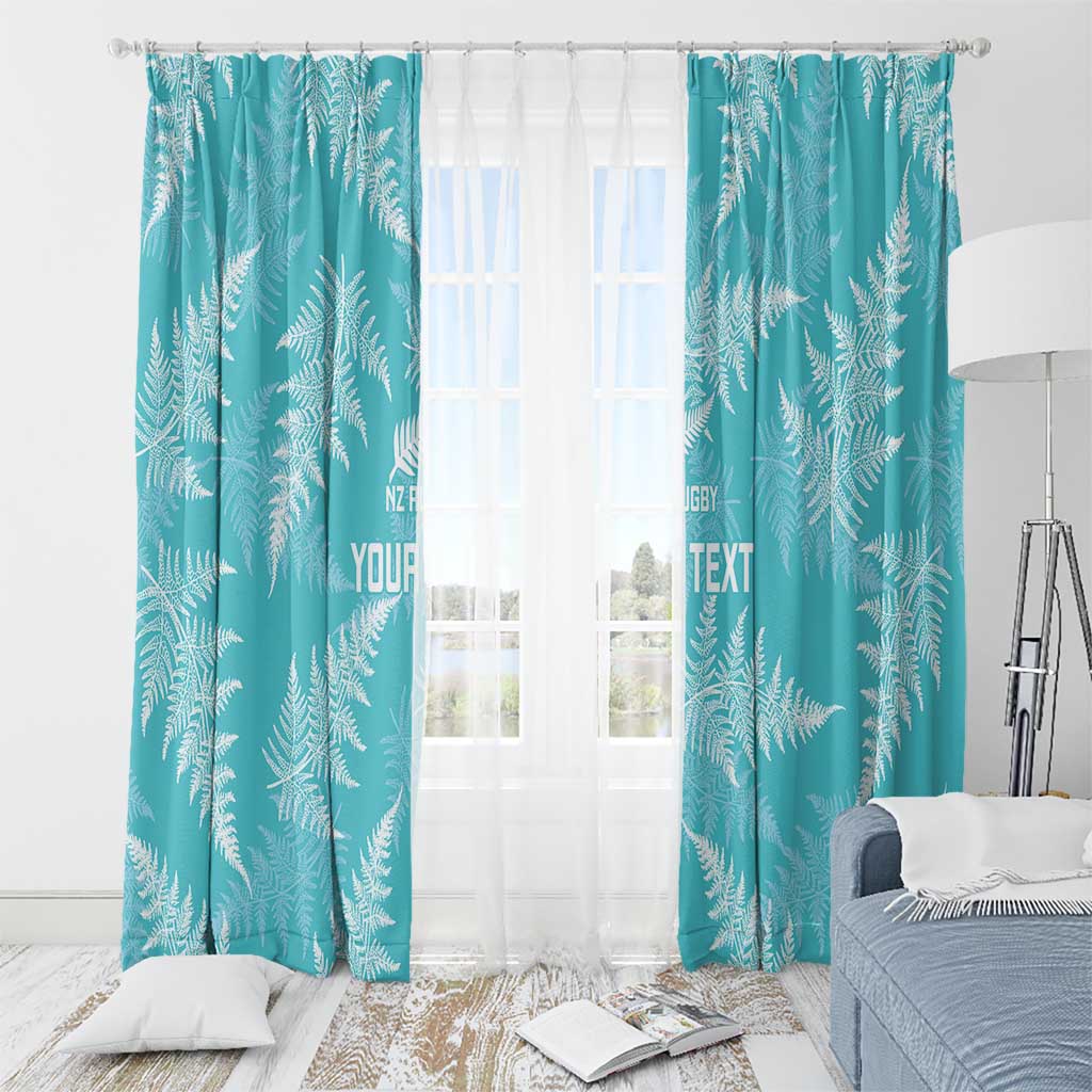 New Zealand Silver Fern Rugby Custom Window Curtain Go Aotearoa Champions Turquoise Version - Polynesian Pride
