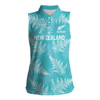 New Zealand Silver Fern Rugby Custom Women Sleeveless Polo Shirt Go Aotearoa Champions Turquoise Version - Polynesian Pride