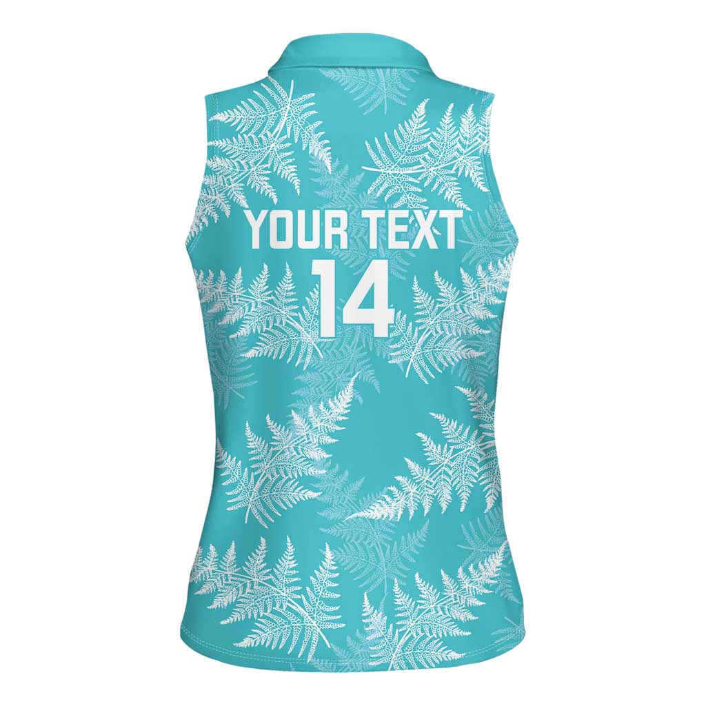 New Zealand Silver Fern Rugby Custom Women Sleeveless Polo Shirt Go Aotearoa Champions Turquoise Version - Polynesian Pride