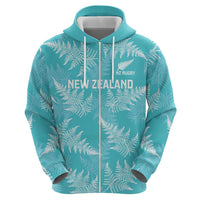 New Zealand Silver Fern Rugby Custom Zip Hoodie Go Aotearoa Champions Turquoise Version - Polynesian Pride