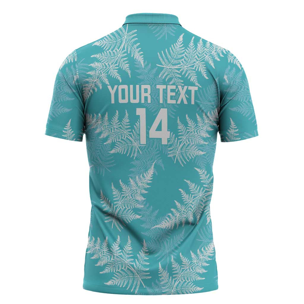 New Zealand Silver Fern Rugby Custom Zipper Polo Shirt Go Aotearoa Champions Turquoise Version - Polynesian Pride