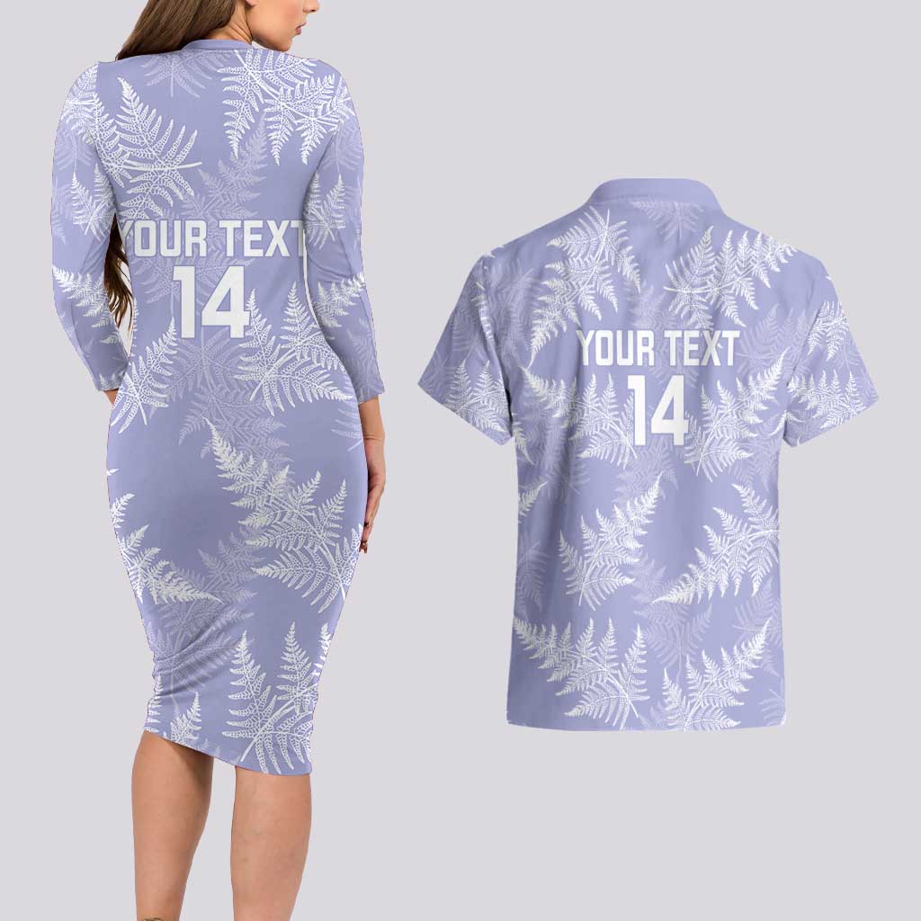 New Zealand Silver Fern Rugby Custom Couples Matching Long Sleeve Bodycon Dress and Hawaiian Shirt Go Aotearoa Champions Purple Version - Polynesian Pride