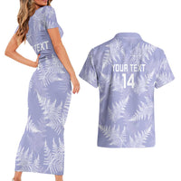 New Zealand Silver Fern Rugby Custom Couples Matching Short Sleeve Bodycon Dress and Hawaiian Shirt Go Aotearoa Champions Purple Version - Polynesian Pride