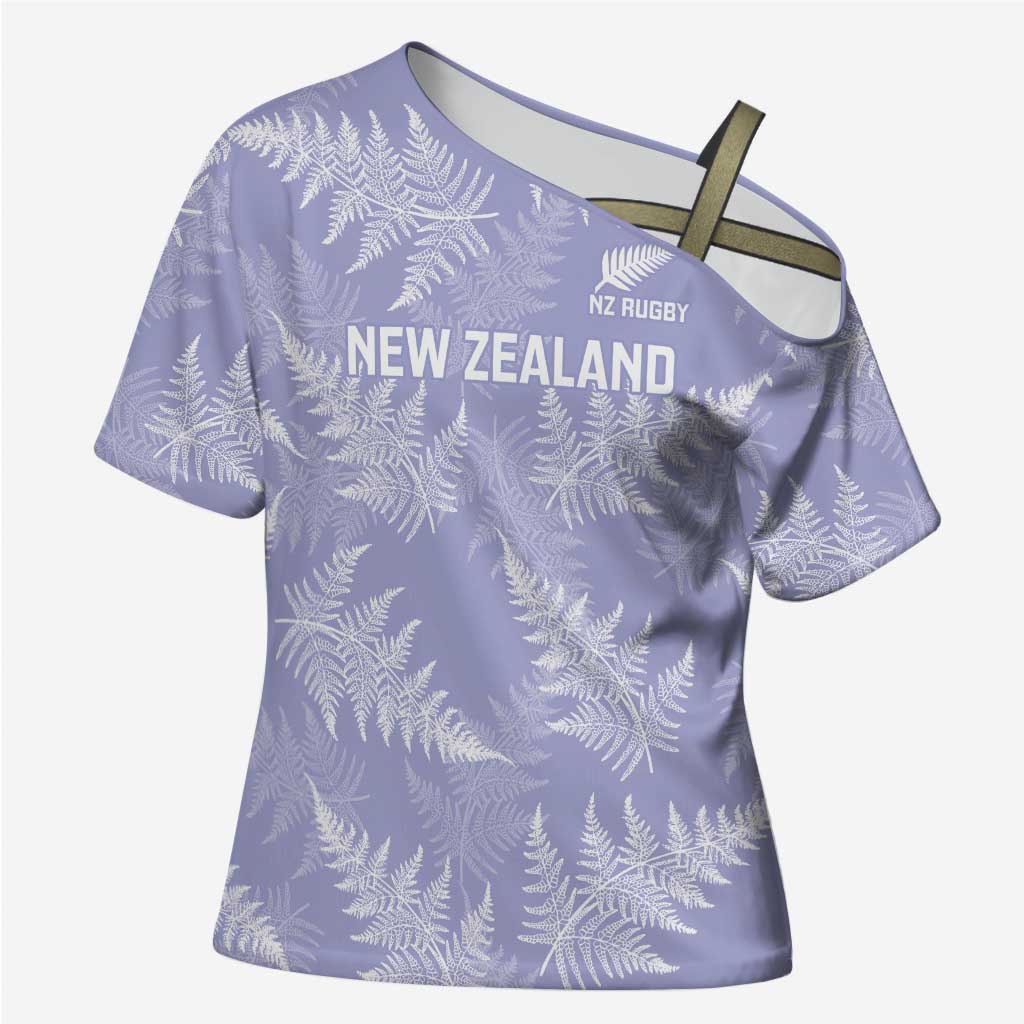 New Zealand Silver Fern Rugby Custom Cross Shoulder Shirt Go Aotearoa Champions Purple Version - Polynesian Pride