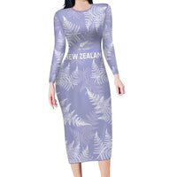 New Zealand Silver Fern Rugby Custom Family Matching Long Sleeve Bodycon Dress and Hawaiian Shirt Go Aotearoa Champions Purple Version - Polynesian Pride
